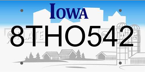 8THO542 Iowa License Plate