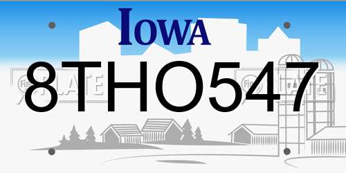 8THO547 Iowa License Plate