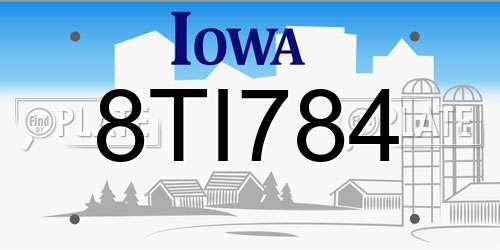 8TI784 Iowa License Plate
