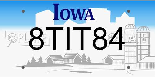 8TIT84 Iowa License Plate