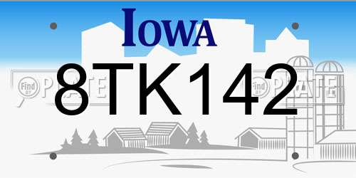 8TK142 Iowa License Plate