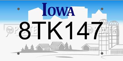 8TK147 Iowa License Plate