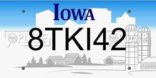 8TKI42 Iowa License Plate