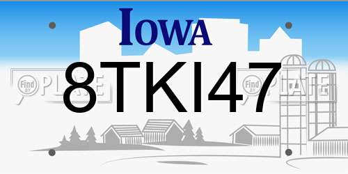 8TKI47 Iowa License Plate