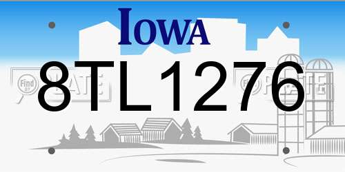 8TL1276 Iowa License Plate