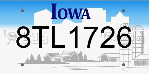 8TL1726 Iowa License Plate