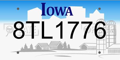 8TL1776 Iowa License Plate