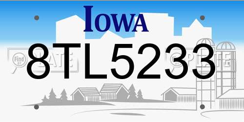 8TL5233 Iowa License Plate