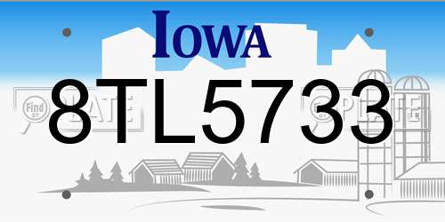 8TL5733 Iowa License Plate