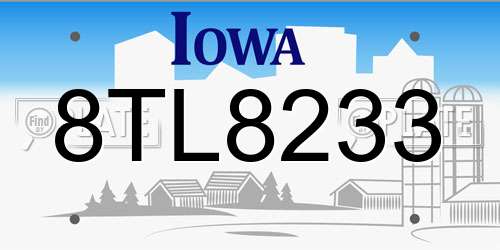 8TL8233 Iowa License Plate