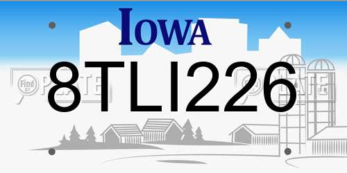 8TLI226 Iowa License Plate