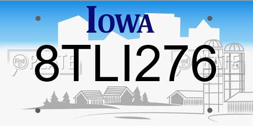 8TLI276 Iowa License Plate