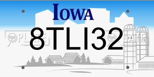 8TLI32 Iowa License Plate