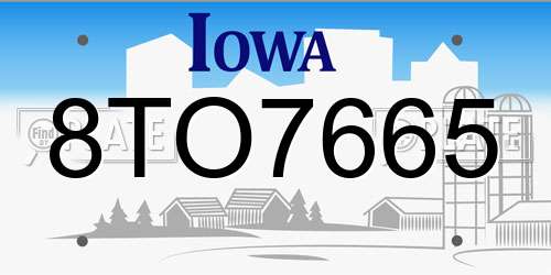 8TO7665 Iowa License Plate