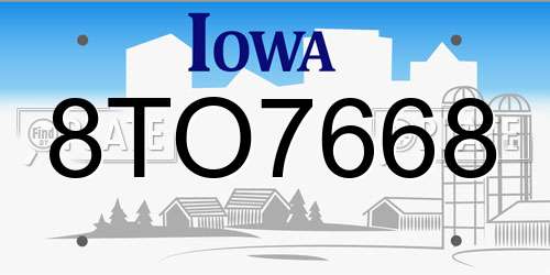8TO7668 Iowa License Plate