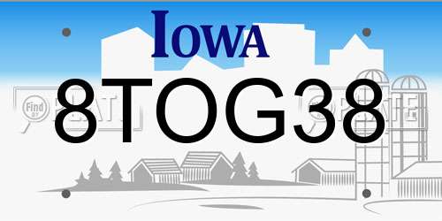 8TOG38 Iowa License Plate