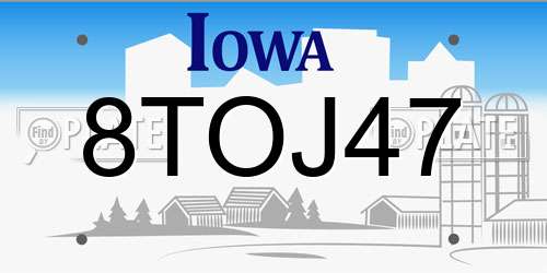 8TOJ47 Iowa License Plate