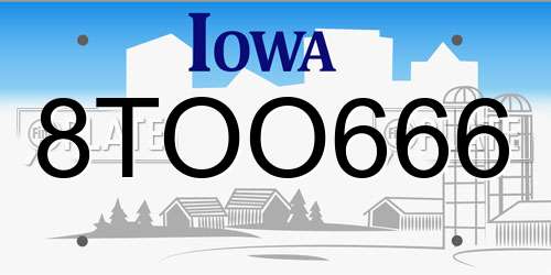8TOO666 Iowa License Plate