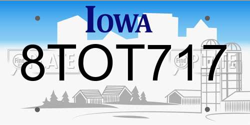 8TOT717 Iowa License Plate