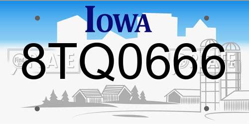 8TQ0666 Iowa License Plate