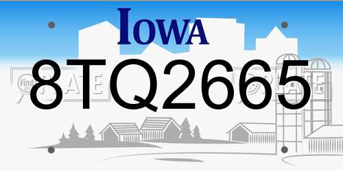 8TQ2665 Iowa License Plate