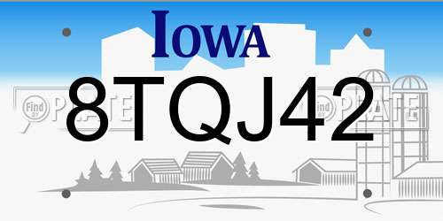 8TQJ42 Iowa License Plate