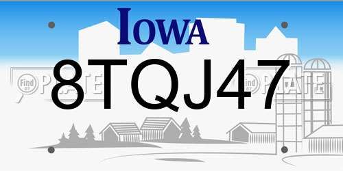 8TQJ47 Iowa License Plate
