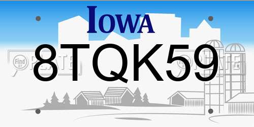 8TQK59 Iowa License Plate