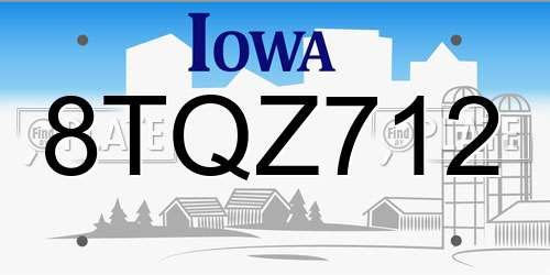 8TQZ712 Iowa License Plate