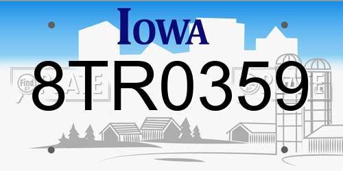 8TR0359 Iowa License Plate