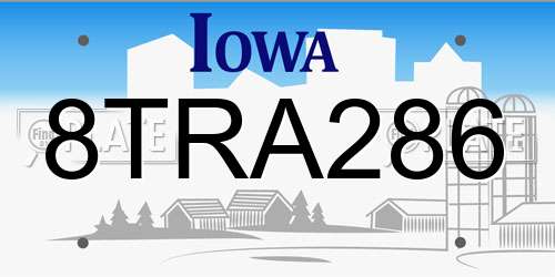 8TRA286 Iowa License Plate