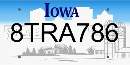 8TRA786 Iowa License Plate