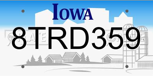 8TRD359 Iowa License Plate