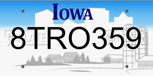 8TRO359 Iowa License Plate