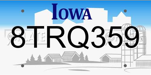 8TRQ359 Iowa License Plate