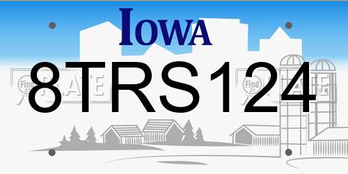 8TRS124 Iowa License Plate