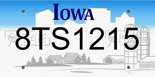 8TS1215 Iowa License Plate