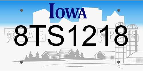 8TS1218 Iowa License Plate