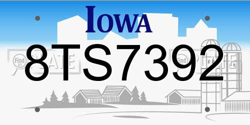 8TS7392 Iowa License Plate