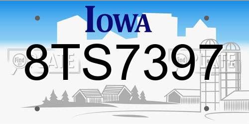 8TS7397 Iowa License Plate