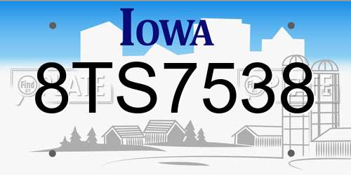 8TS7538 Iowa License Plate
