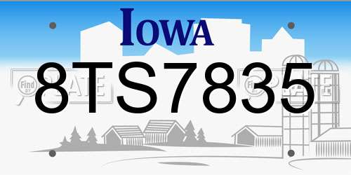 8TS7835 Iowa License Plate