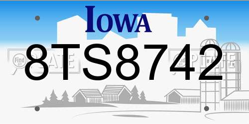 8TS8742 Iowa License Plate