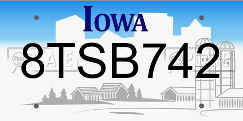 8TSB742 Iowa License Plate