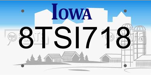 8TSI718 Iowa License Plate