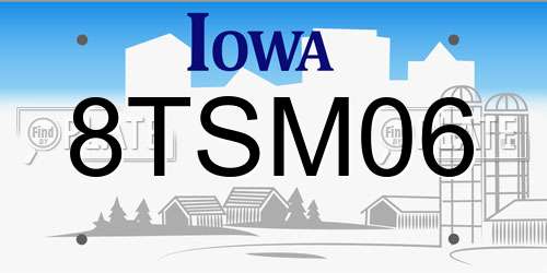 8TSM06 Iowa License Plate