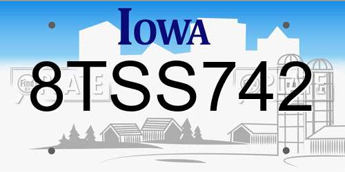 8TSS742 Iowa License Plate