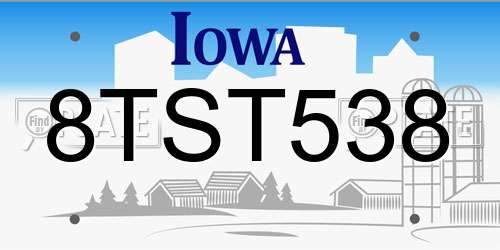 8TST538 Iowa License Plate