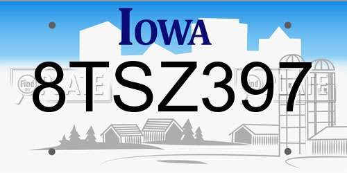 8TSZ397 Iowa License Plate