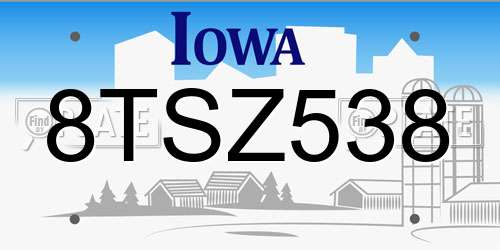 8TSZ538 Iowa License Plate